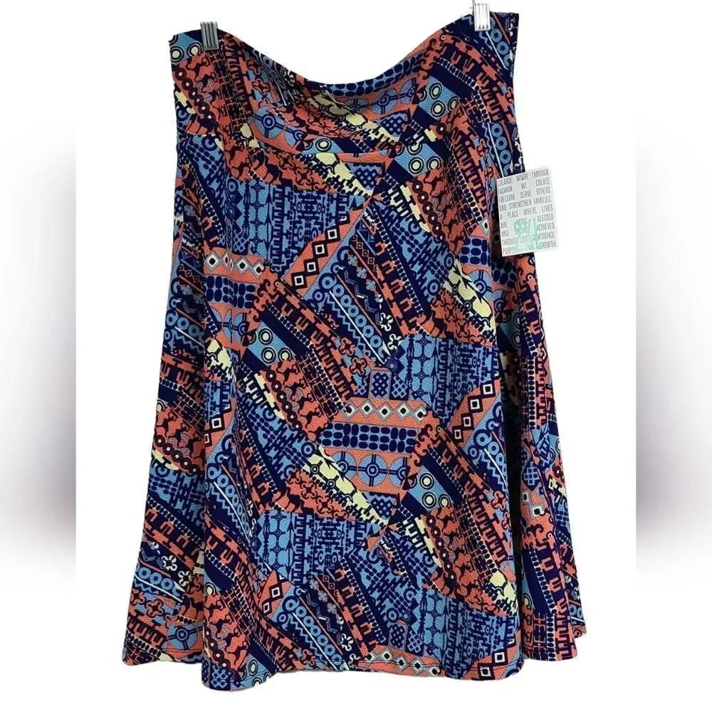 LuLaRoe Azure Skirt 2X Boho Geometric Midi Stretch Travel Plus Size NWT Comfy